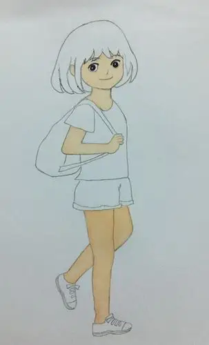 我要学画画02背包侧面全身小女孩