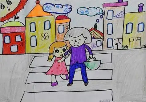 文明过马路礼让斑马线手抄报模板助人为乐雷锋精神儿童画手抄报模板