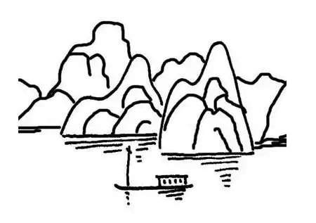 绿水青山简笔画图片大全 中级简笔画教程-第1张