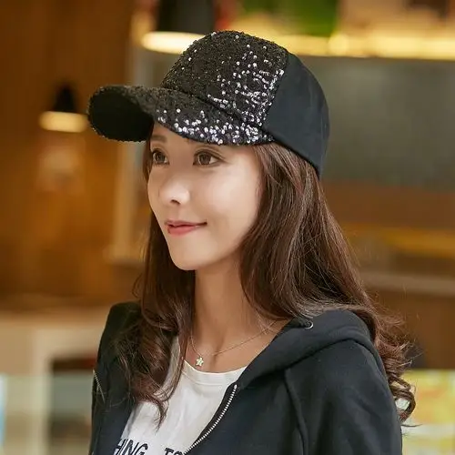 帽子女夏天棒球帽韩版潮时尚亮片鸭舌帽户外嘻哈帽遮阳帽春秋夏季