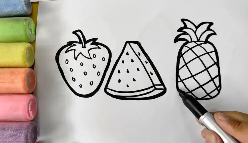 儿童简笔画教程,画三种好吃的水果,3-12岁小朋友学习画画