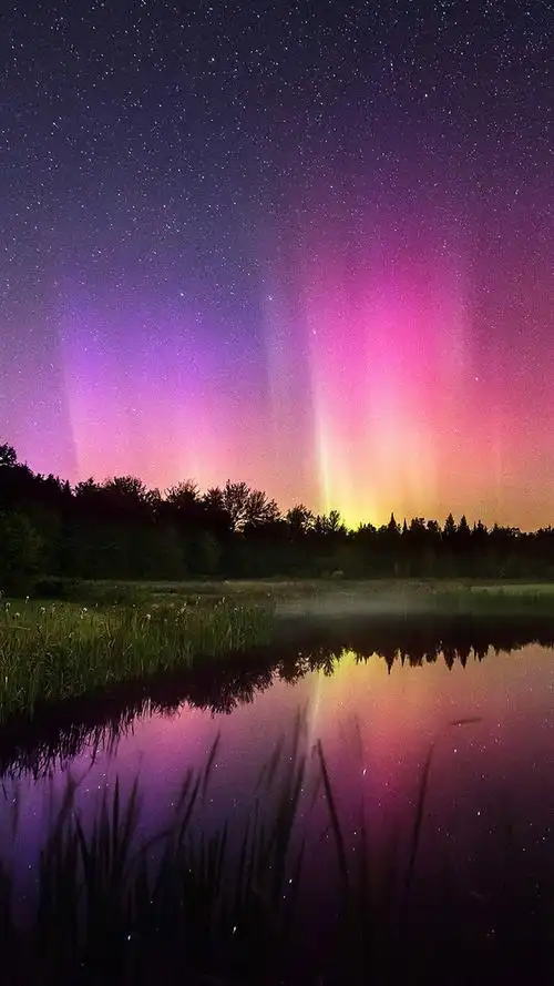 真实星空与极光真美哭