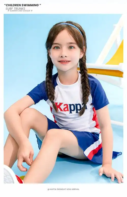 kappa儿童泳衣女童分体裙式中大童女孩宝宝新款公主游泳装50028白色14
