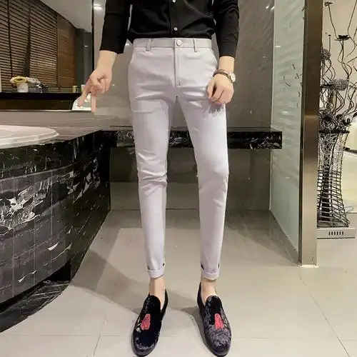 韩版修身力9分裤男脚九分休闲裤男士紧身裤