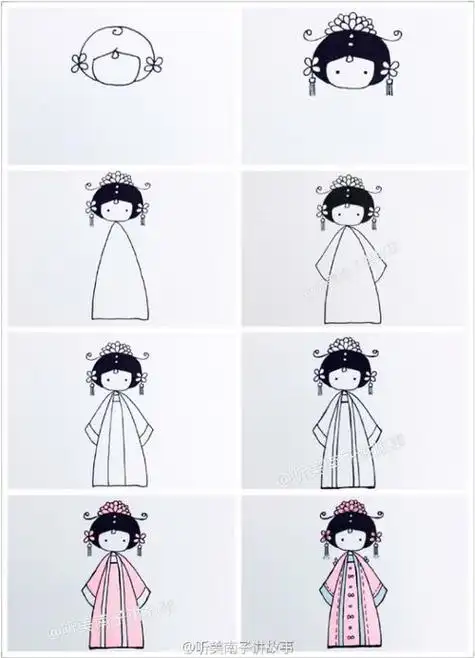 古装美女简笔画古装美女简笔画全身