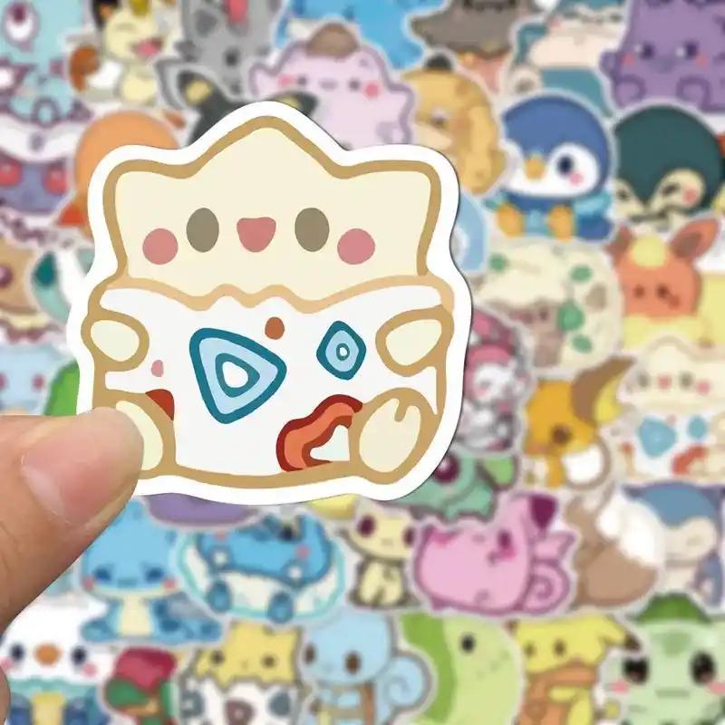 50张q版可爱宠物小精灵卡通神奇宝贝皮卡丘手账贴防水自粘贴画