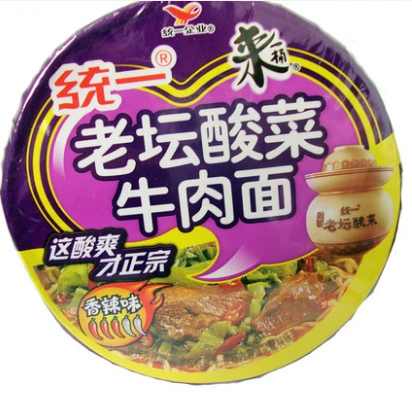 统一来一桶老坛酸菜牛肉面整箱桶装127g*12桶