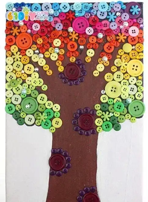精彩的纽扣贴画手工作品