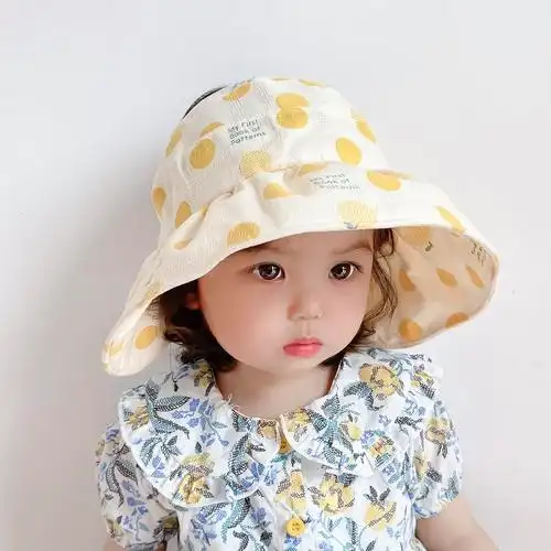 儿童防晒夏季大檐小女孩顶帽可爱爱波女童盆帽帽子