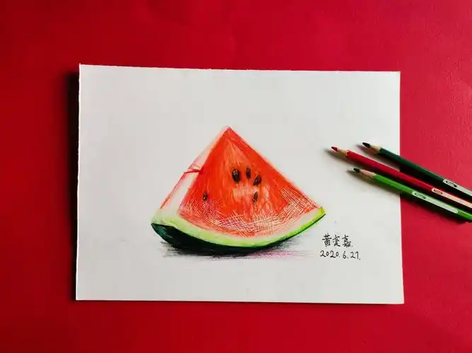 橙子美术2020春季彩铅班第八次作品《西瓜》