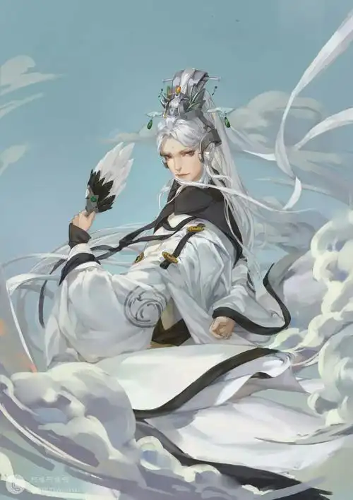 手绘古风白衣男子·霹雳布袋戏