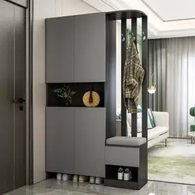 鞋柜家用门口玄关柜可坐入户进门隔断柜现代简约靠墙屏风柜挂衣架