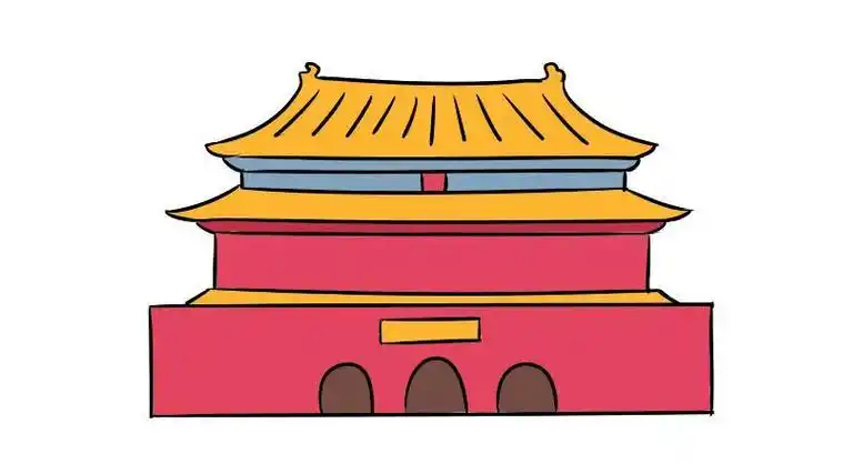 故宫简笔画故宫水彩大门简笔画故宫儿童画怎么画故宫简笔画好看
