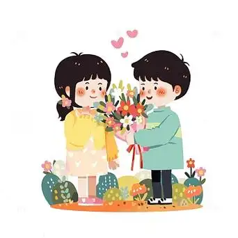 情人节可爱情侣送花场景