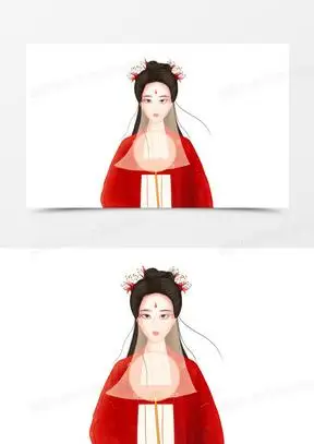 手绘古风女子戴面纱元素00卡通古风面纱美女元素30手绘古风戴面纱的