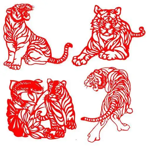 老虎写实剪纸