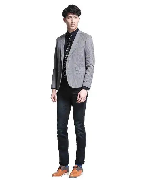 男款黑白修身西装