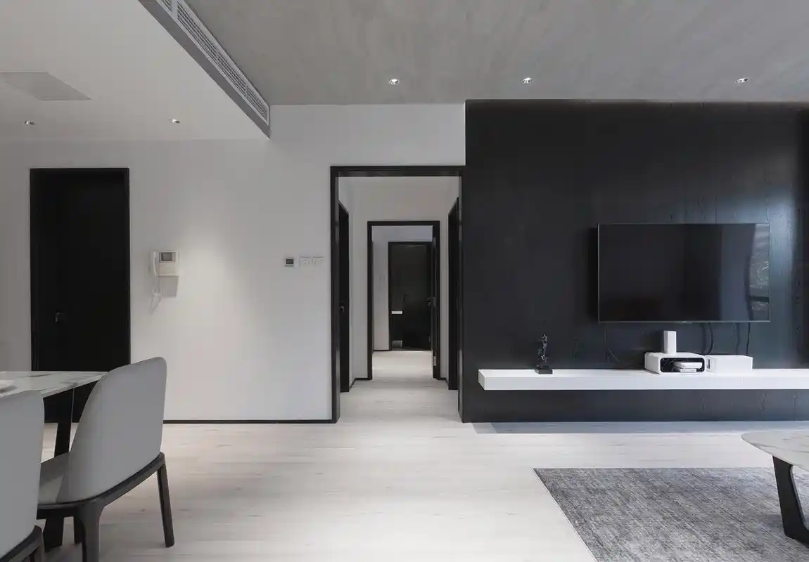 黑白灰现代简约电视背景墙装修效果图