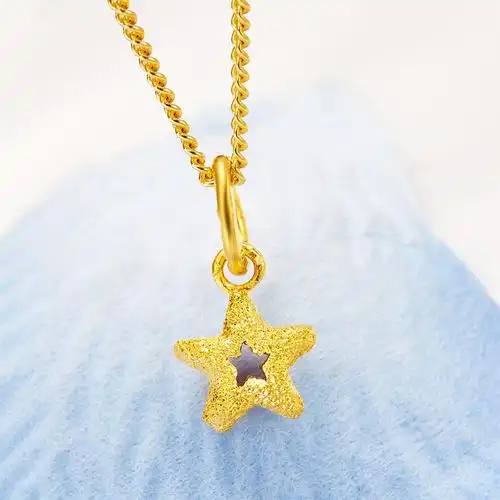 周大福 许愿星星 足金黄金吊坠