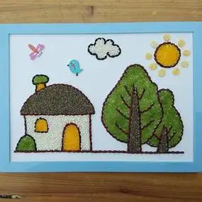 春天风景幼儿园手工diy自制油画贴画材料梅花艺术扣子纽扣画0人付款