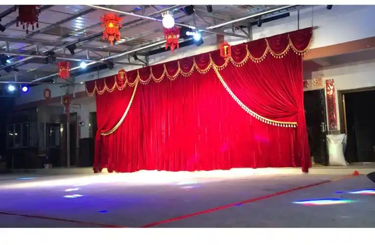 红色绒布背景中式大红婚庆布幔舞台背景幕布定制大红色喜庆幕布 配