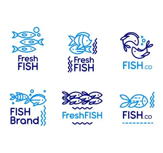 6款蓝色鱼标志矢量素材