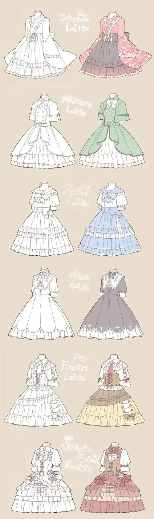 绘画参考▏多款洛丽塔小裙子