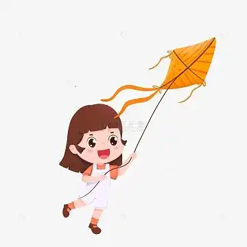 春天女孩开心放风筝免抠元素
