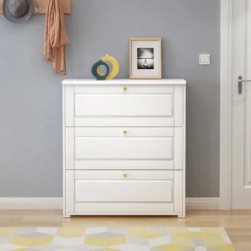 实木鞋柜白色家用门口三层大容量欧式进门门厅鞋柜