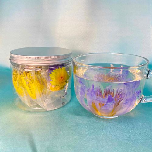 农夫茗程九品香水金莲花精品黄蓝色混合8朵左右/罐20克广西养生观