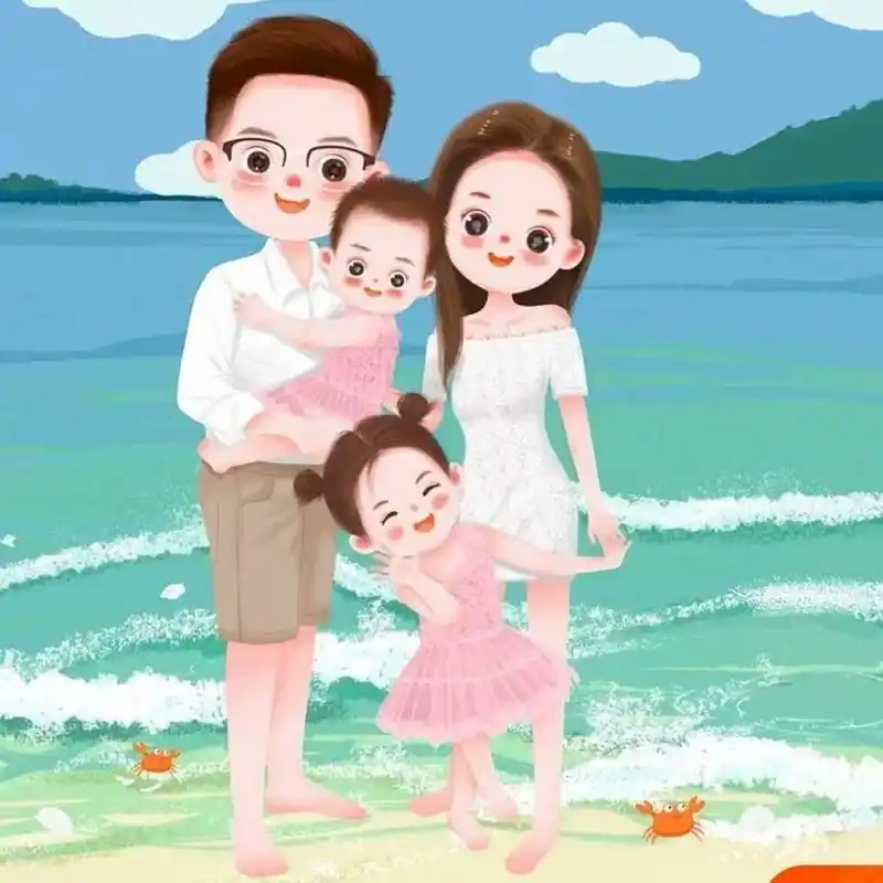 一家四口卡通头像第二辑,快快换上吧!  那就在一起 黄昏与四季