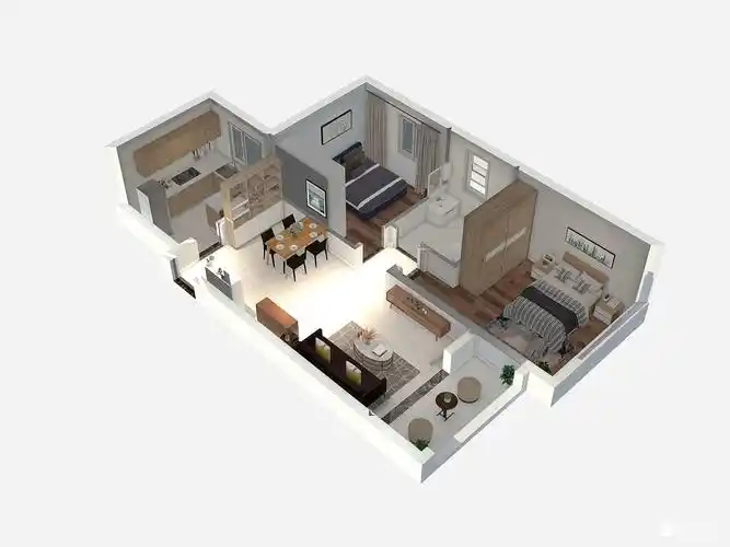 现代风格两室一厅装修设计效果图