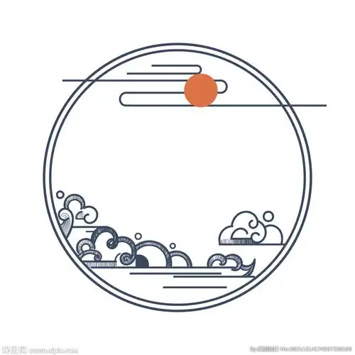 中国风国潮祥云圆形边框标题框