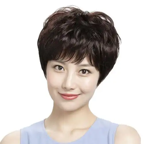假发女短发短卷发中老年女士假发套自然逼真妈妈发型透气整顶假发