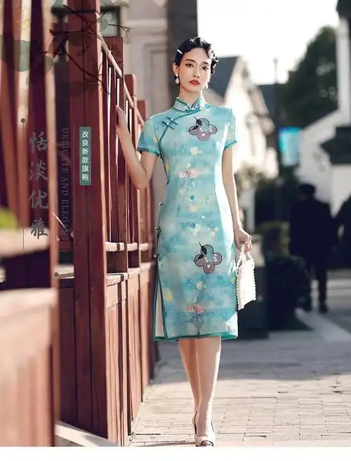 夏天裙子的穿搭就选这3款国风旗袍裙温柔减龄又时髦复古