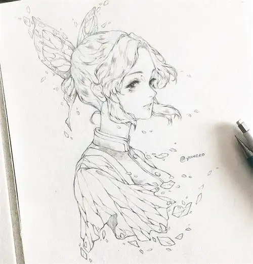 铅笔画动漫人物作品,初学者必备动漫线稿素材