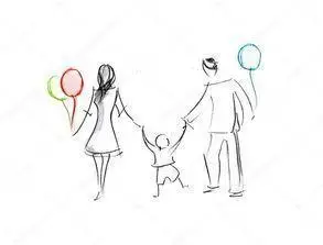 三人家庭简笔画