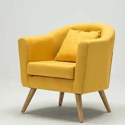 北欧现代简约沙发椅子小户型卧室客厅布艺单人沙发实木休闲靠背椅