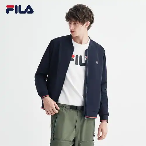fila斐乐官方运动外套男2020秋新款简约舒适梭织棒球领运动上衣男