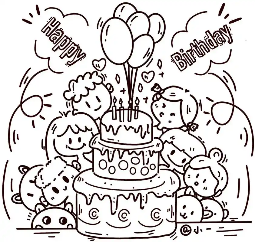 简笔画#生日会 周日,元妹参加太姥姥生日98 对于老人来说 最大的