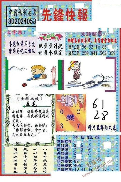 您的位置:>彩宝贝>福彩3d>3d字谜专区>正文3d2024053期先锋快报增强版