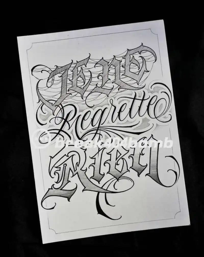 花体字手稿 丨纹身手稿 奇卡诺文字花体字 #花体字#奇卡诺纹身手稿