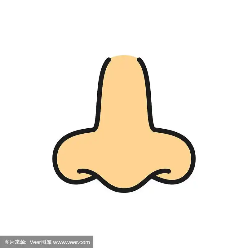 矢量鼻子,气味,气味,香气平面颜色线图标.