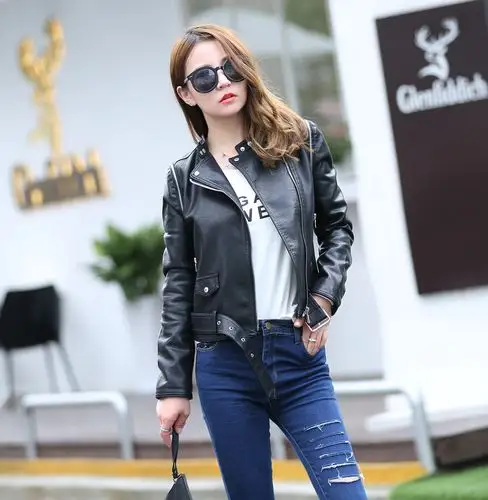 新款春节修身女士皮衣袖子可拆卸皮夹克女高档pu皮外套