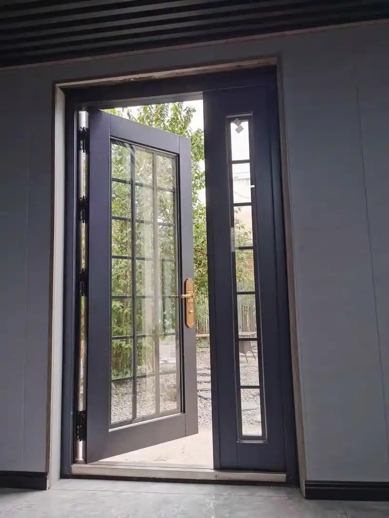 锌合金铝合金玻璃拼接简约别墅大门进户门 简约款玻璃门,对开四开子母
