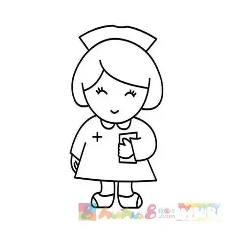 动漫美少女医生简笔画