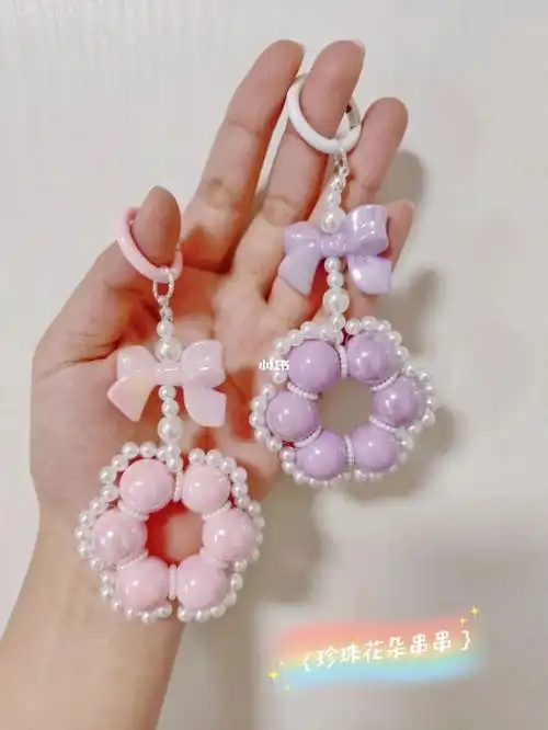 珍珠花朵串串手机链