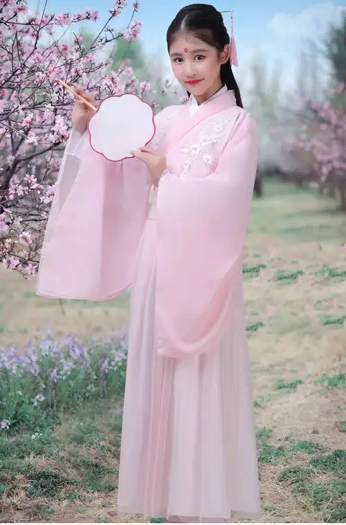 汉服儿童小孩古装仙女广袖流仙裙中国风古代公主轻纱古装古筝礼服