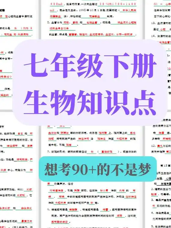 七年级下册生物必看知识点总结