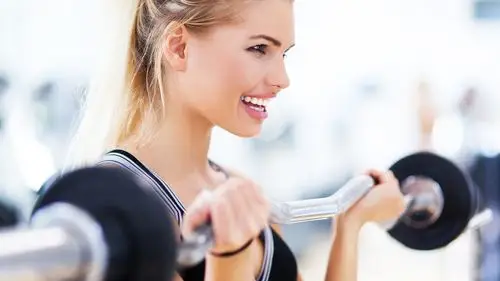 健身锻炼,金发女孩,微笑 壁纸